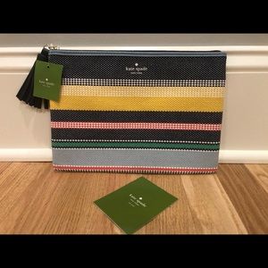 🎀NWT🎀 Kate Spade Stripe large tassel pouch